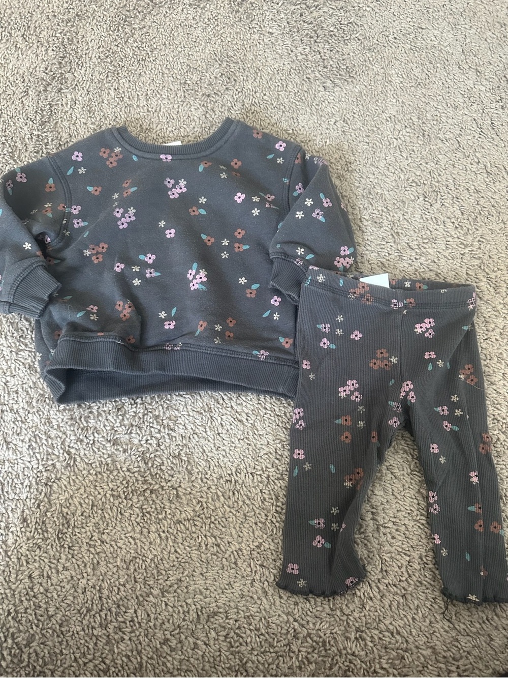 Zara Gray Grey Floral Kids Matching Set